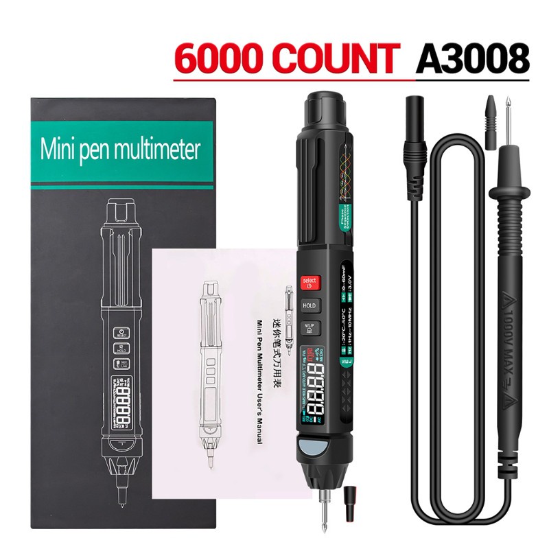 Bút vạn năng kế cảm biến volt kế không tiếp xúc kỹ thuật số đếm 6000 A3008