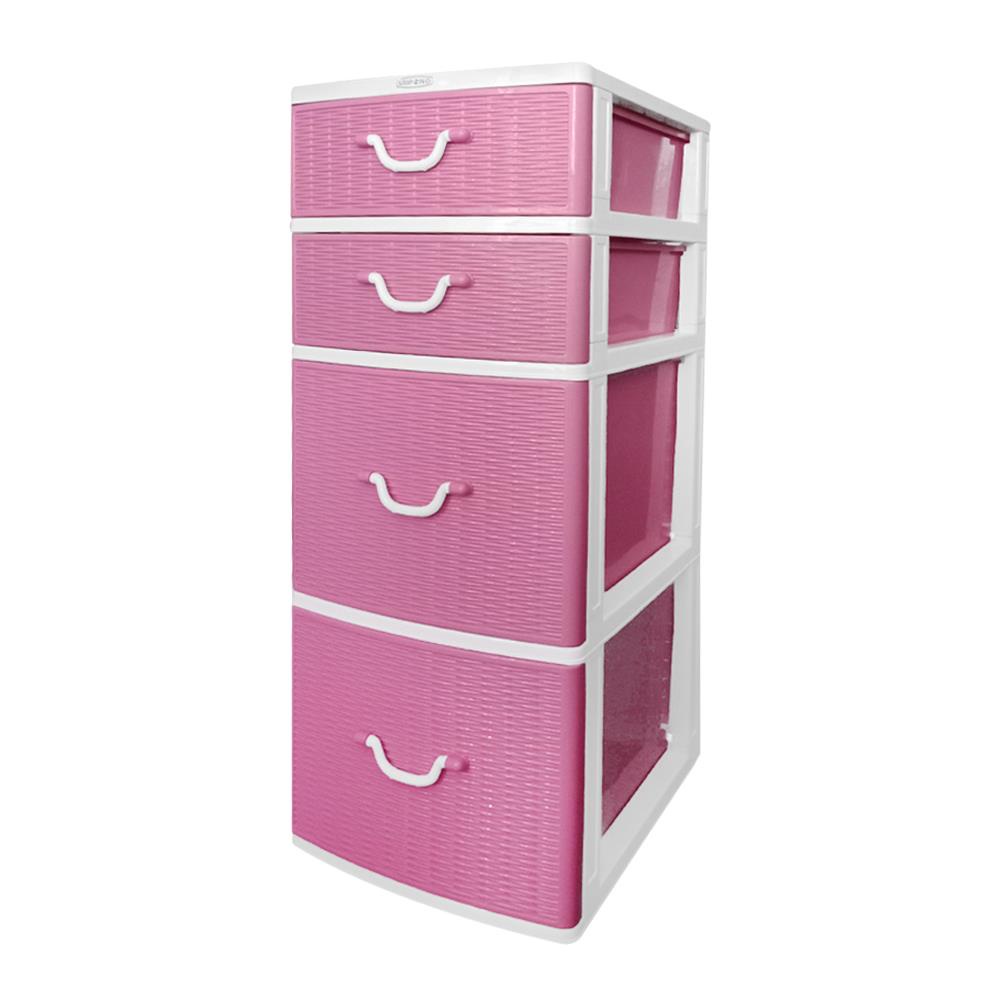 HomeBase ME LIVING Tủ nhựa 4 tầng MIRACLE Thái Lan W42xD49xH110cm màu hồng