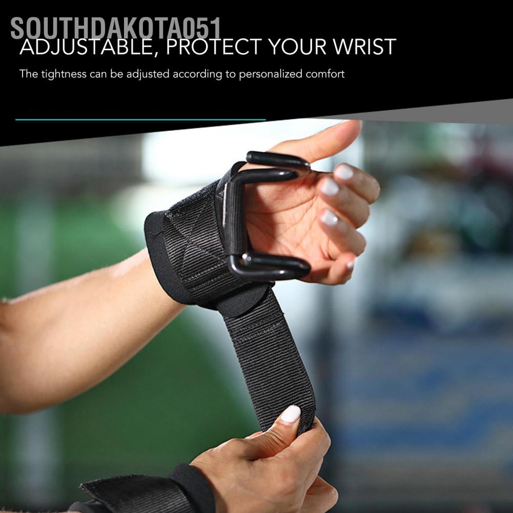 Southdakota051 2 cái Dây đeo cổ tay Thanh móc Nylon Thép có thể điều chỉnh Hỗ trợ Cổ Tay cầm đai cho Phòng tập Thể dục Đào tạo Cử tạ