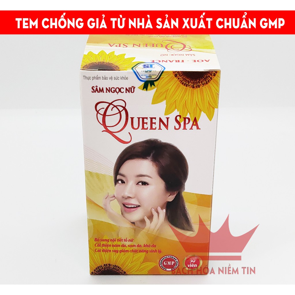 Viên uống đẹp da Sâm tố nữ Queen Spa - Hộp lọ 30 viên thành phần 100% thảo dược thiên nhiên -bổ sung Collagen, Vitamin