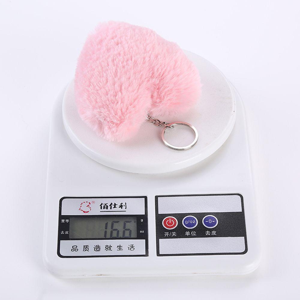 Móc Khóa Hình Trái Tim Phối Lông Xù Dễ Thương
