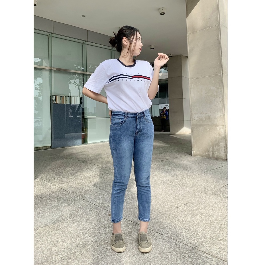 Quần jean nữ dài 85cm lưng cao bigsize kg co giãn G-JEANS, quần bò lửng bigsize nữ dáng skinny ôm chân