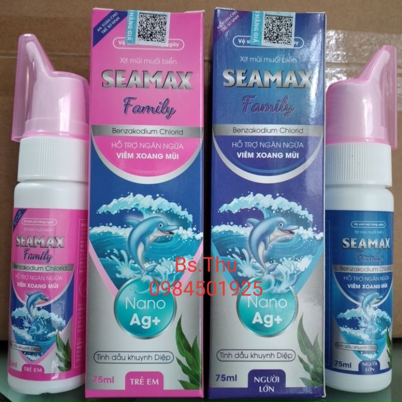 Nano Seamax Family dung dịch nước muối biển xịt vệ sinh mũi lọ 75ml