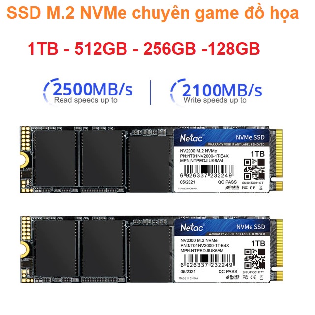 Ổ Cứng SSD Netac 1TB 512GB 256GB 128GB M.2 NVMe PCIe Chính Hãng - Mới Bảo hành 36 tháng | WebRaoVat - webraovat.net.vn