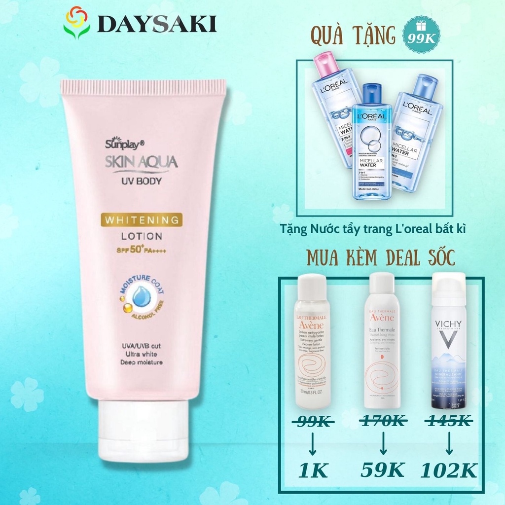 Sunplay Skin Aqua Kem Chống Nắng Dưỡng Thể Dưỡng Sáng Mịn Da UV Body Whitening Lotion SPF 50+ PA++++ 150g