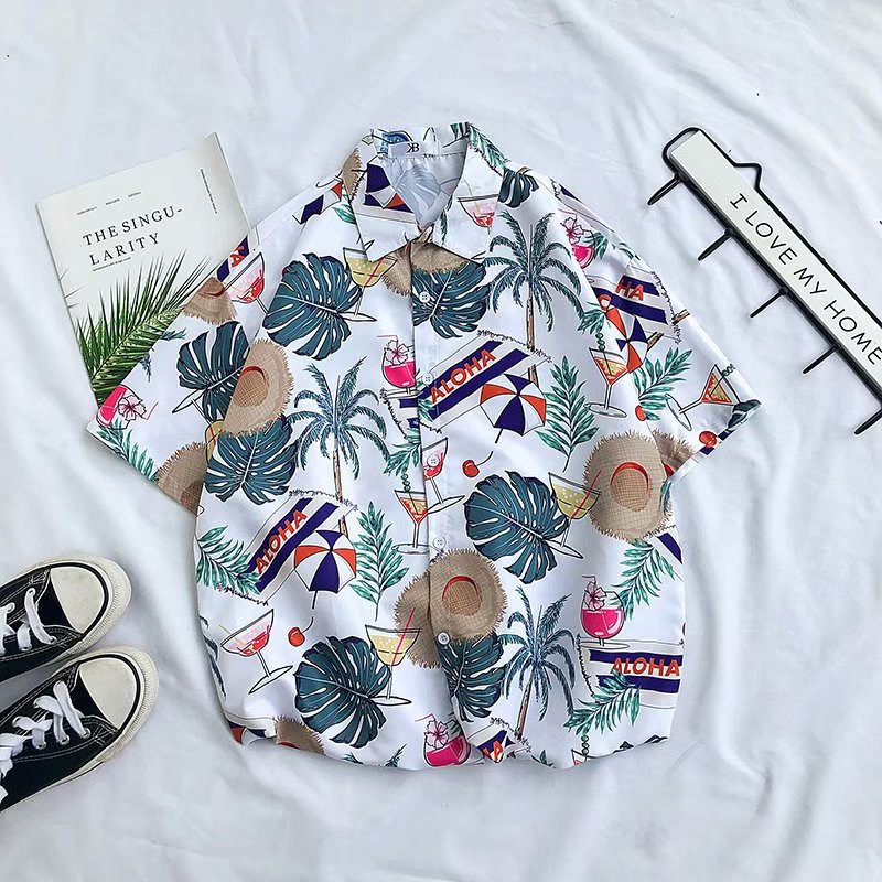 Áo sơ mi tay ngắn hoạ tiết hawaii thời trang cho nam
