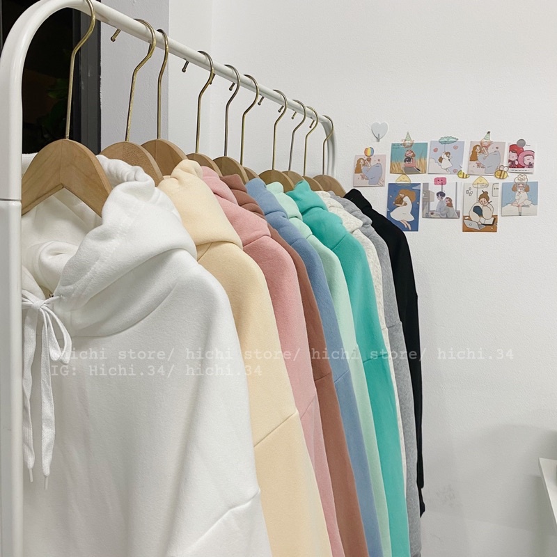 áo hoodie nỉ bông trơn basic 11 màu unisex nam nữ sweater hichi | BigBuy360 - bigbuy360.vn