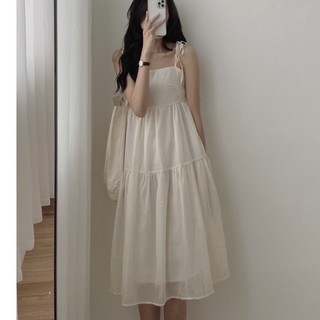 váy 2 dây 3 tầng buộc vai nhiều màu chất liệu mềm mát