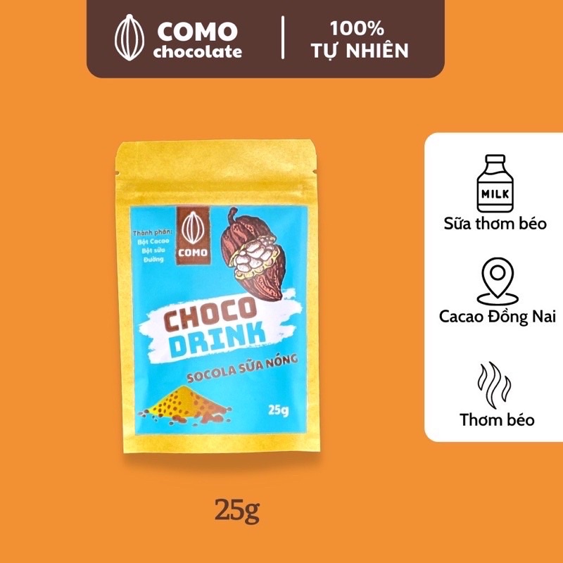 Bột socola sữa 25g thơm ngon đậm đà Como Chocolate