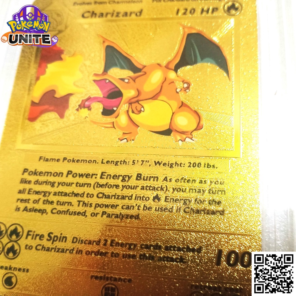 Lá Pokémon Charizard khung long lửa hiếm siêu đắt nhôm mạ vàng Tặng kèm top loader 1459 TV D15 20
