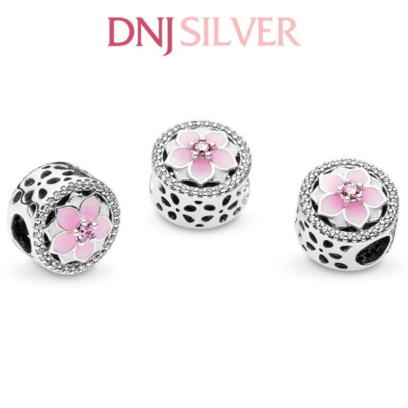 Charm bạc 925 cao cấp, hàng chuẩn bạc - Charm Pink Magnolia Flower thích hợp để mix vòng tay charm - DN261