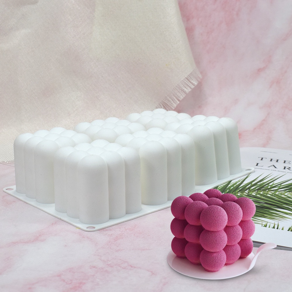 Set 6 Khuôn Silicone Làm Nến 15 Ô Hình Khối Rubik Độc Đáo