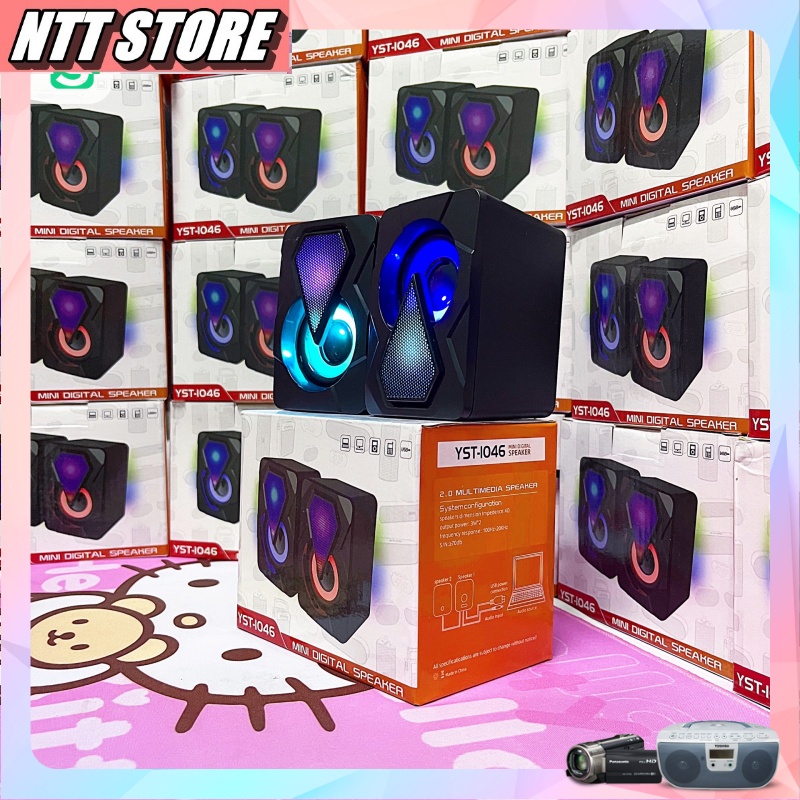 Loa máy tính mini PC Laptop  YST 1046 có led Dùng được cho cả điện thoại và máy tính Bass cực đã giá thành rẻ