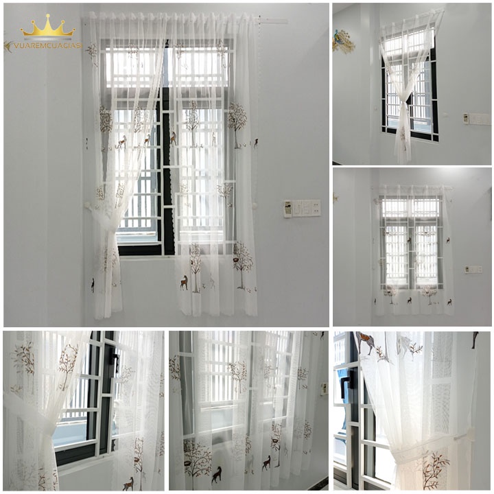 Rèm voan hoa oải hương, cây tùng decor siêu đẹp trang trí cực xinh VIPOH vuaremgiasi