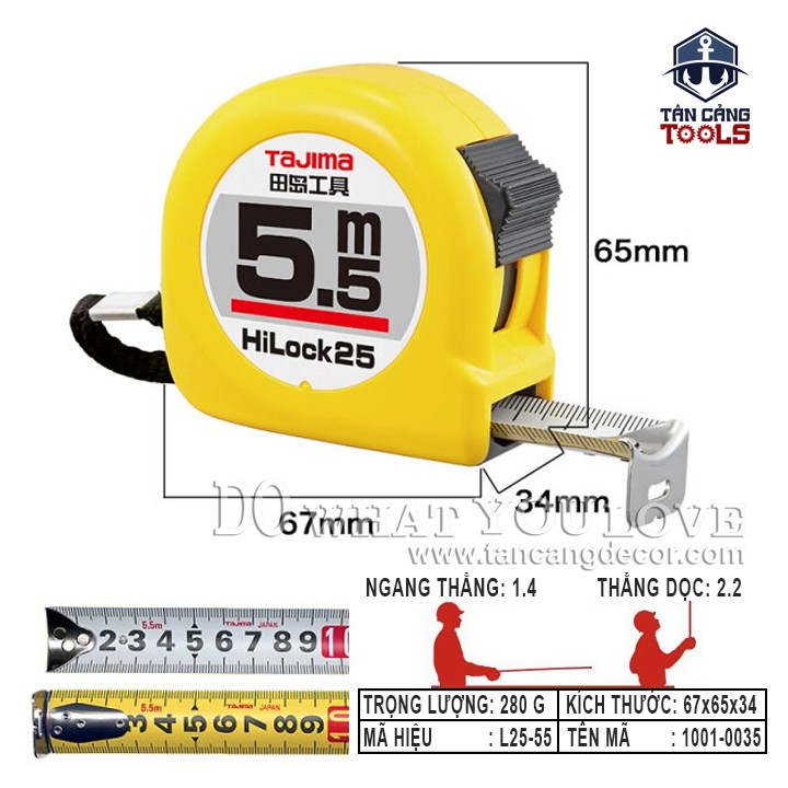 Thước Cuộn Thép 5.5 M Tajima L25-55