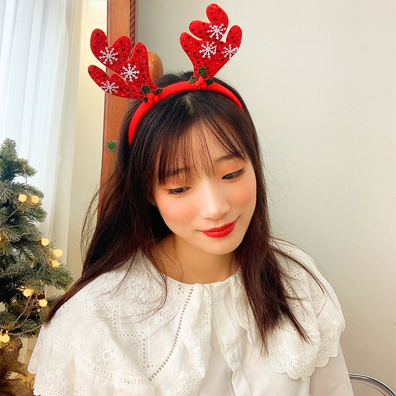 Băng đô Giáng sinh sừng tuần lộc đính sequin lấp lánh Baby-S, Cài tóc Noel phù hợp cho mọi lứa tuổi – SNOEL015