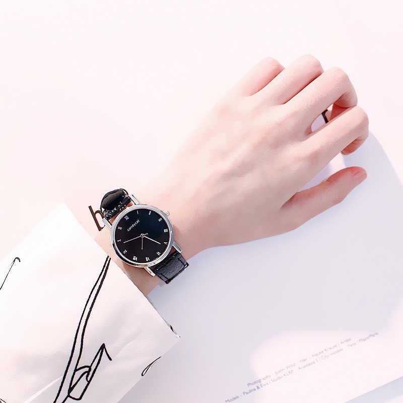ĐỒNG HỒ CẶP ĐÔI UNISEX DÂY DA CANDYCAT THỜI TRANG CỰC ĐẸP - MẶT LA MÃ