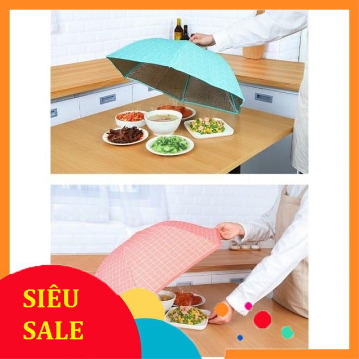 Lồng bàn giữ nhiệt gấp gọn cỡ lớn 6 cạnh có khung chống bụi và côn trùng bền đẹp