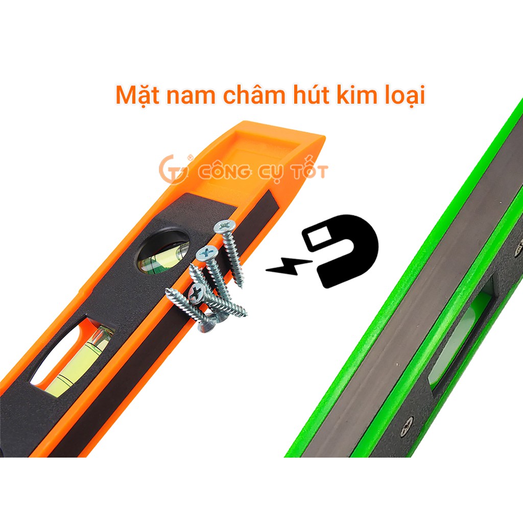 Thước thủy nivo từ 225mm với 3 hạt thăng bằng
