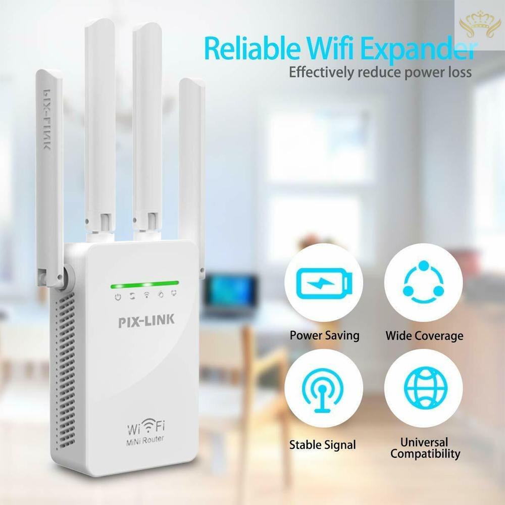 Mới Thiết Bị Khuếch Đại Tín Hiệu Wifi Không Dây 300mbps Kèm 4 Ăng Ten Phích Cắm Eu | WebRaoVat - webraovat.net.vn