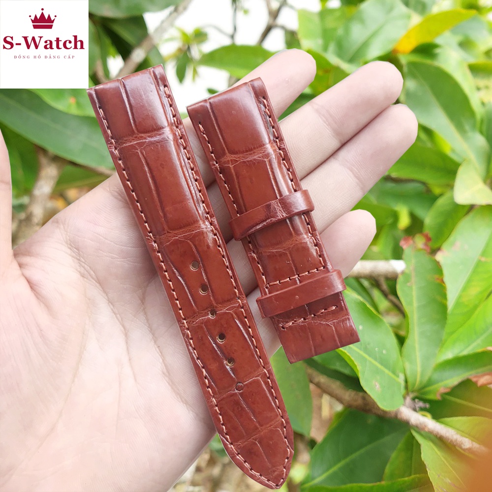 Dây Da Đồng Hồ Da Cá Sấu Nam Đủ mầu Vân Đốt Tre Đủ Size (Trong lót da bò)