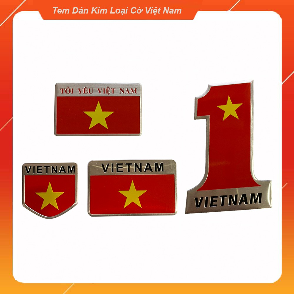 Tem nhôm cờ Việt Nam  dán ô tô, xe máy