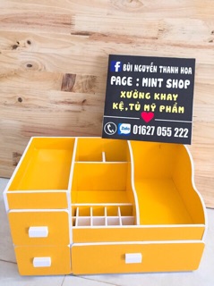 Kệ mỹ phẩm max 35cm màu vàng