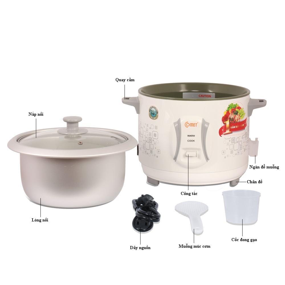 Nồi Cơm Điện Comet Nắp Rời Dung Tích 1.8L Tặng Kèm 1 Chảo Chống Dính Bảo Hành 1 Đổi 1 Trong 30 Ngày