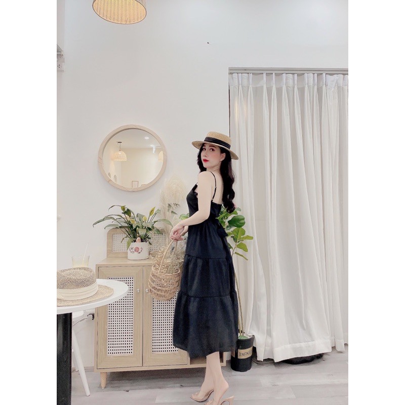 Đầm đi biển-Váy MAXI chất đũi 3 tầng dây điều chỉnh-có dây buộc sau(ảnh thật shop chụp) | BigBuy360 - bigbuy360.vn