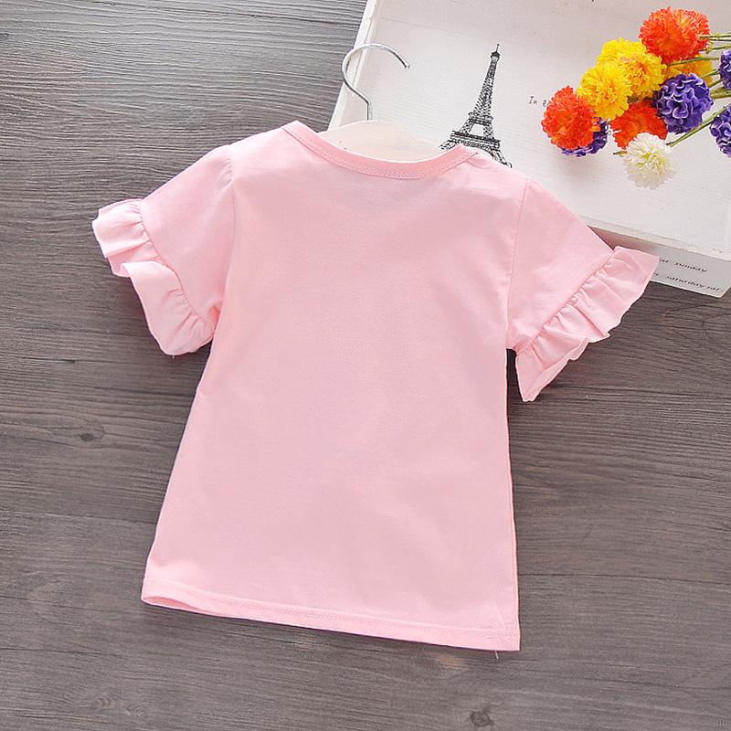 Áo Thun Cotton Ngắn Tay In Họa Tiết Trái Tim Cho Bé Gái