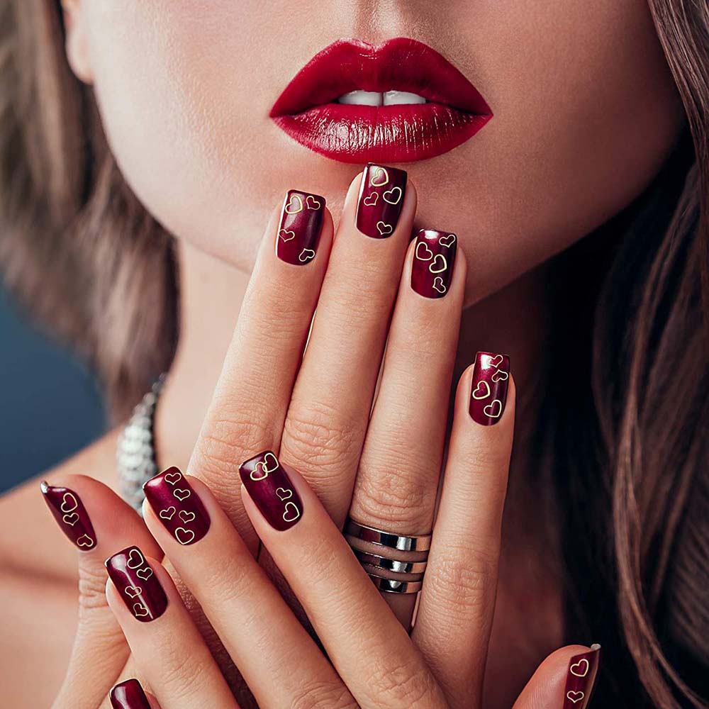 [Hàng mới về] Miếng phụ kiện bằng kim loại hình trái tim rỗng 3D trang trí móng tay thủ công