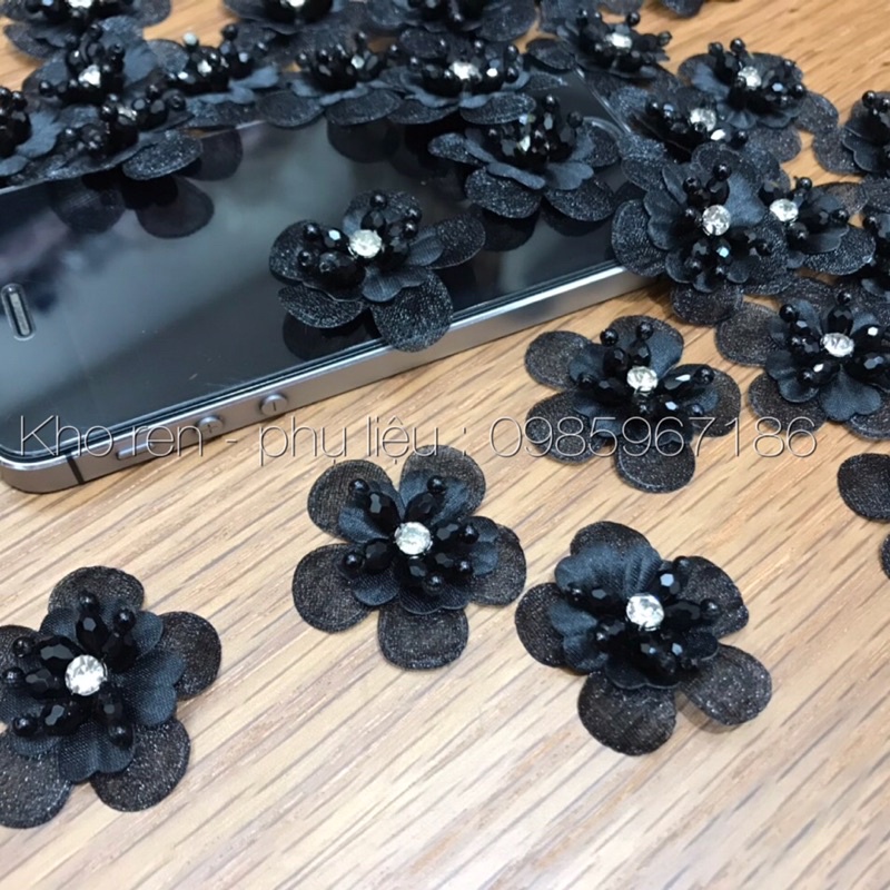 Hoa voan nhuỵ pha lê cao cấp đính áo váy