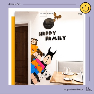 Chữ 3d dán tường phòng ngủ trẻ em gia đình động vật Happy family