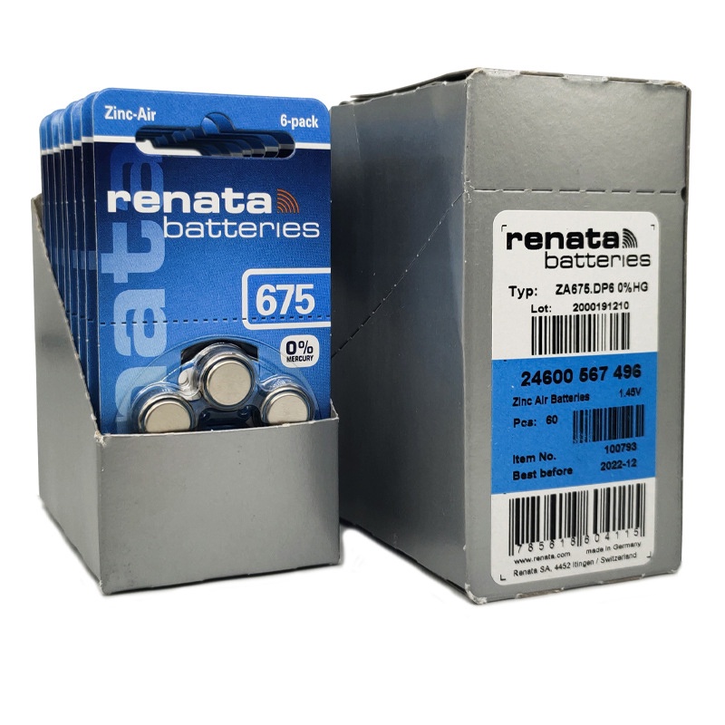 Pin Máy Trợ Thính RENATA Thụy Sỹ PR44-675 Chính Hãng Vỉ 6 Viên