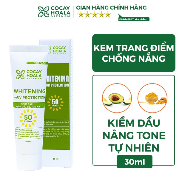 Kem Bơ Nghệ Cocayhoala-kiềm dầu, chống thấm nước, nâng tông da, thay thế kem nền, chống nắng, dưỡng da - 30ml