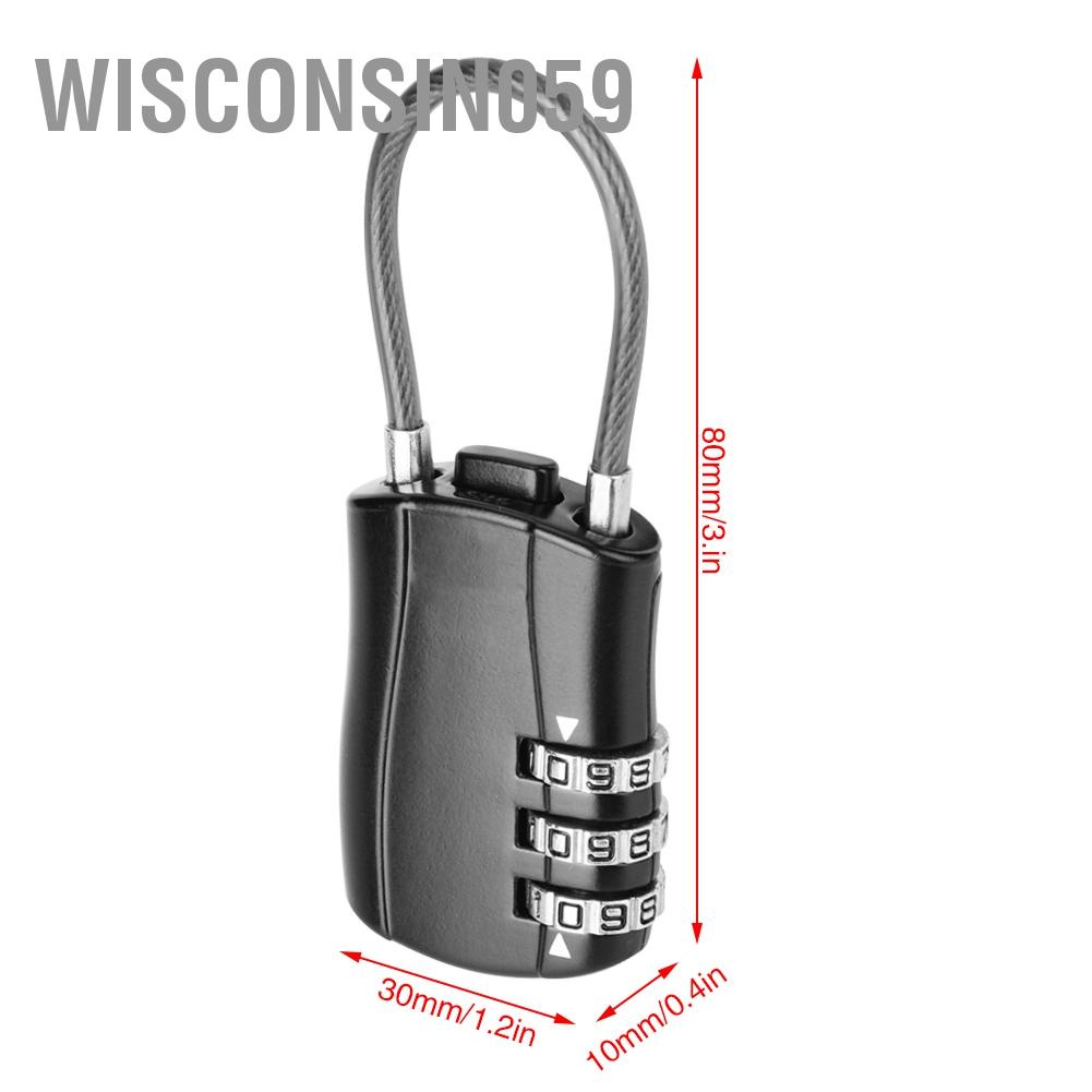 3 Cặp ổ khóa số hành lý Wisconsin059 527b chất liệu không gỉ