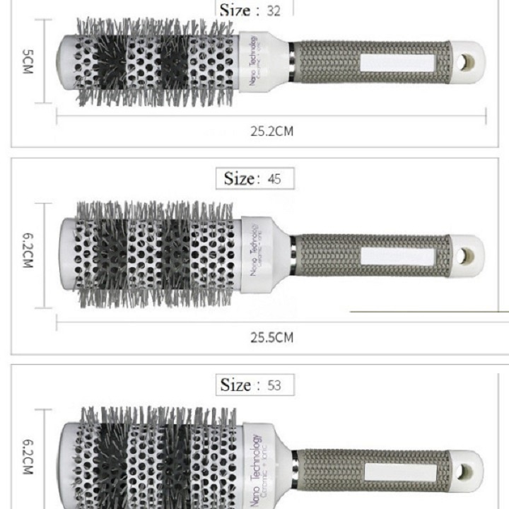 Lược sấy tròn tráng sứ Nano tạo kiểu Xoăn