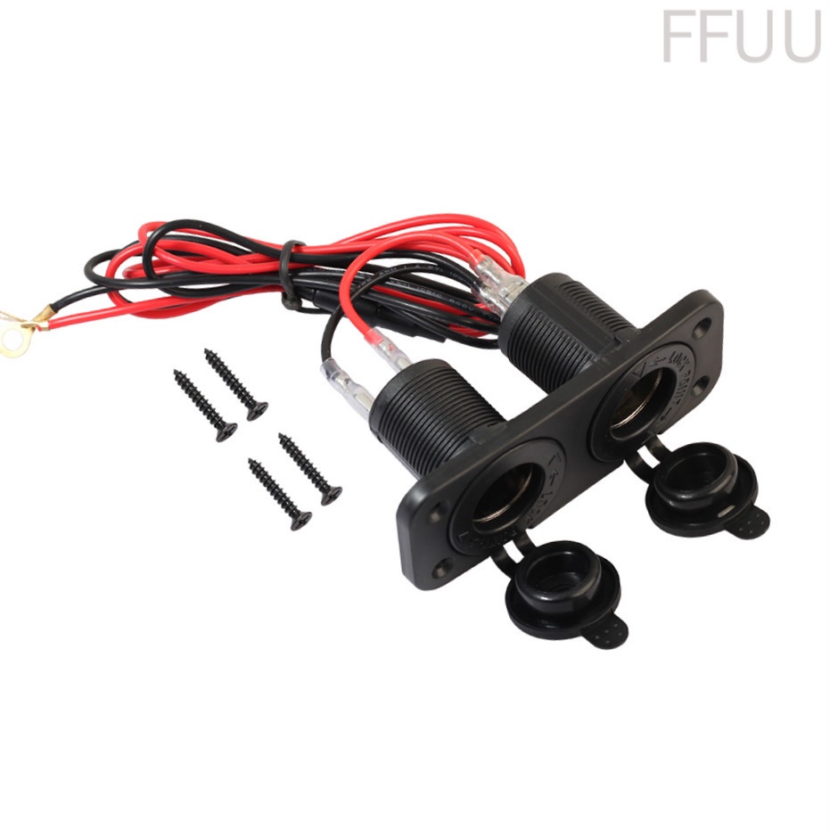 Phích cắm tẩu thuốc 12V bằng abs chống nước nguồn 2 cổng đầu ra cho xe hơi/xe máy
