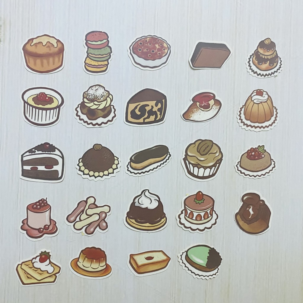 Sticker món ngọt, món tráng miệng dán trang trí laptop, máy tính bỏ túi, vali, điện thoại, đàn gh