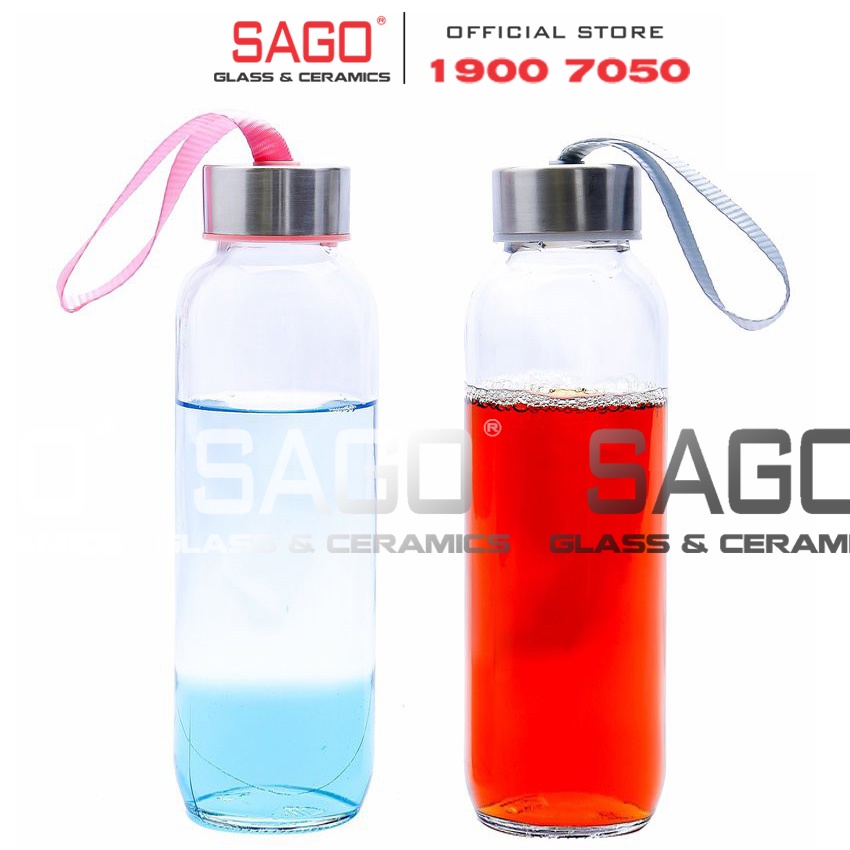 Bình Nước Thủy Tinh 500ml Nắp Dây Xách