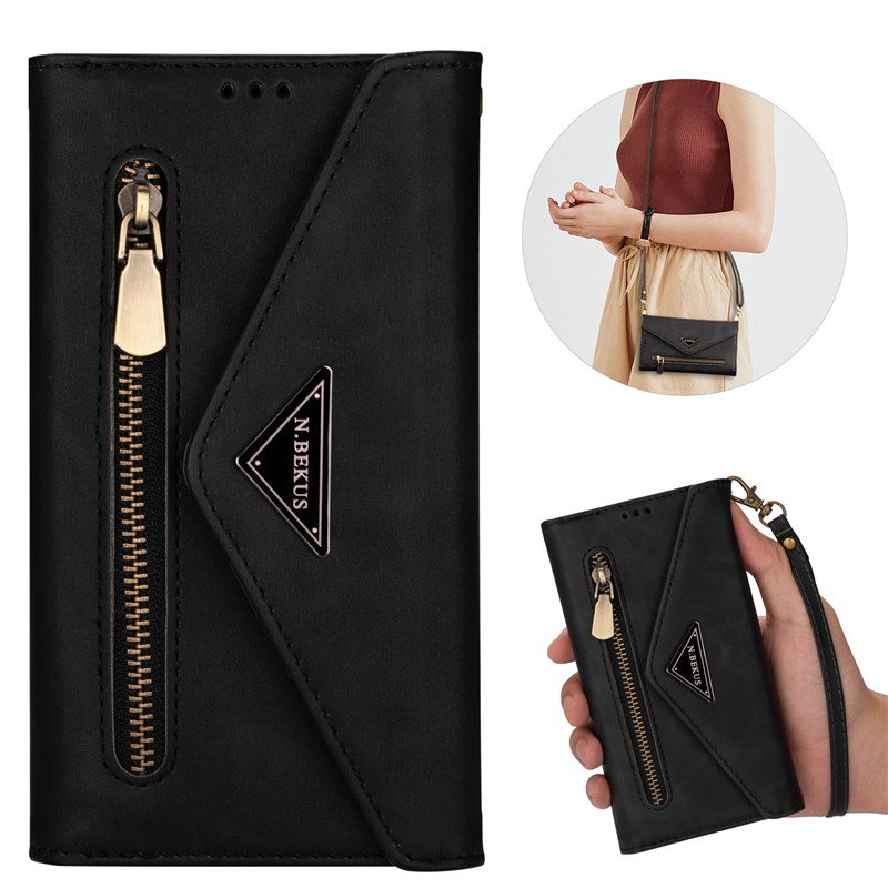 Flip Leather Case for Xiaomi Redmi Phone Case Xiaomi11 Ultra Note 10 9 Pro Note 9sCrossbody Card Holder Zip Lanyard Protective Shell