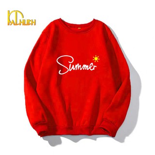 Áo sweater unisex nam nữ cổ tròn , chất liệu vải nỉ in hình Summer