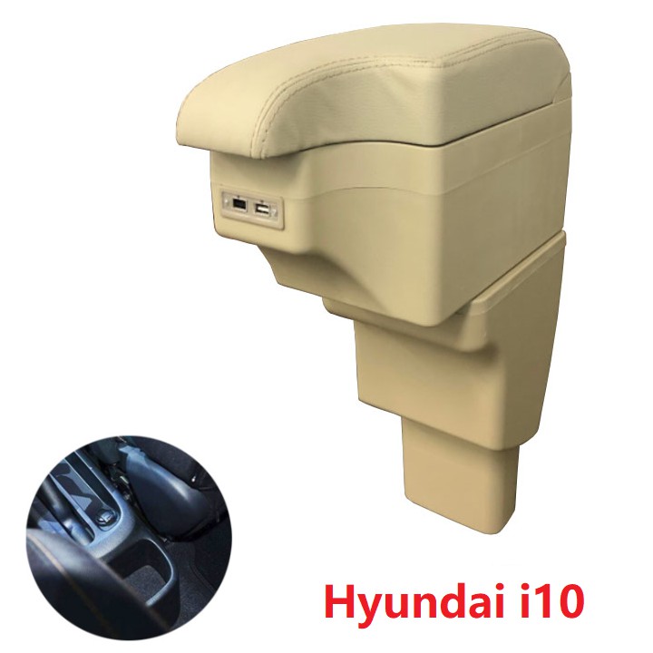 Hộp tỳ tay ô tô cao cấp Hyundai i10 tích hợp 6 cổng USB - hàng cao cấp