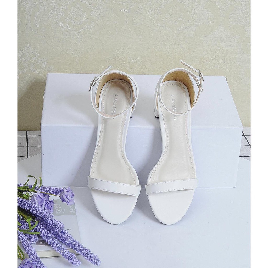 Giày sandal 3 phân mũi tròn bít hậu phối quai ngang