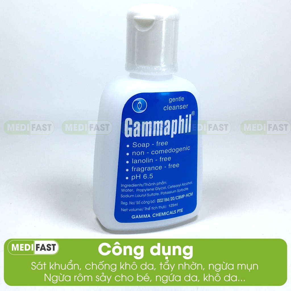 Sữa rửa mặt Gammaphil Gentle Cleanser thích hợp cho da cả da nhờn và da khô, giữ ẩm cho da, ngừa mụn- Chai 125ml