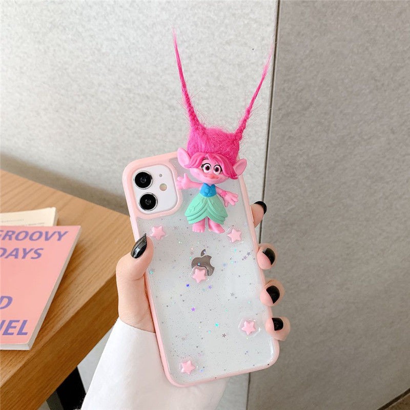 Ốp điện thoại silicone trong suốt đính búp bê cho iPhone11ProMax/7/8plusXR