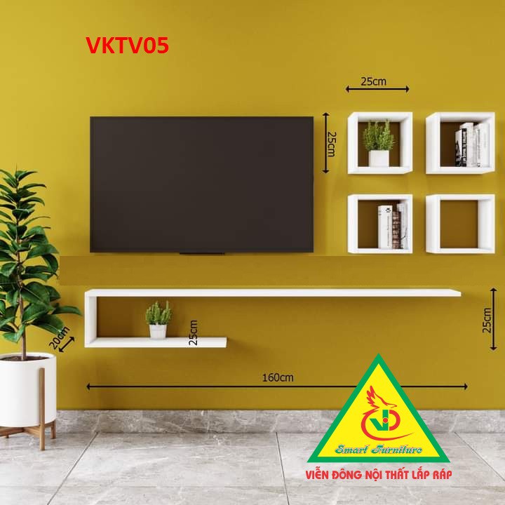 Bộ Kệ Ti Vi Treo Tường Trang Trí VKTV04 - Nội Thất Lắp Ráp Viendong Adv