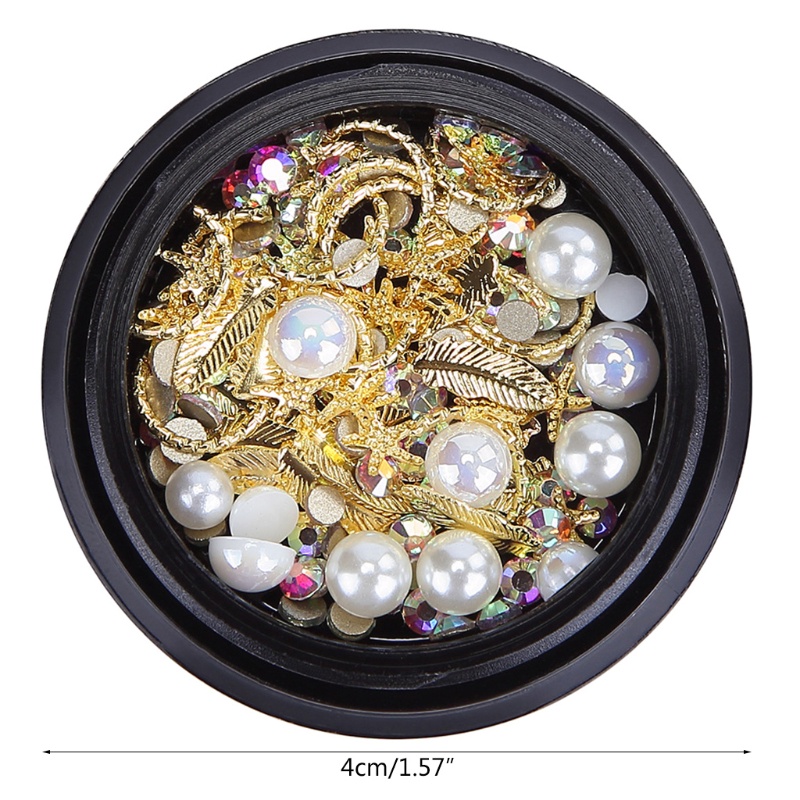 1 Hộp Nhãn Dán Trang Trí Móng Tay Nghệ Thuật Đính Đá Kim Loại Nhiều Hình Dạng DIY Sa