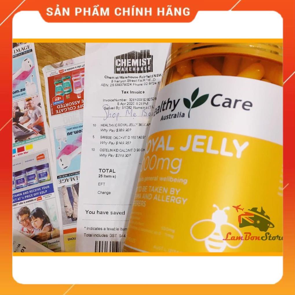 sale [Tem CHEMIST] Sữa Ong Chúa Healthy Care Royal Jelly 1000MG 365 viên - Xuất xứ Úc