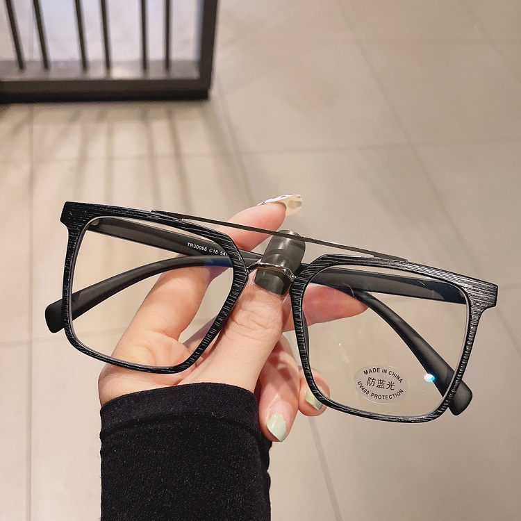 Kính cận VIENDO tròng lớn đổi màu chống ánh sáng xanh chống UV TR90 kiểu retro có độ 0~-6.0 (cắt theo yêu cầu)